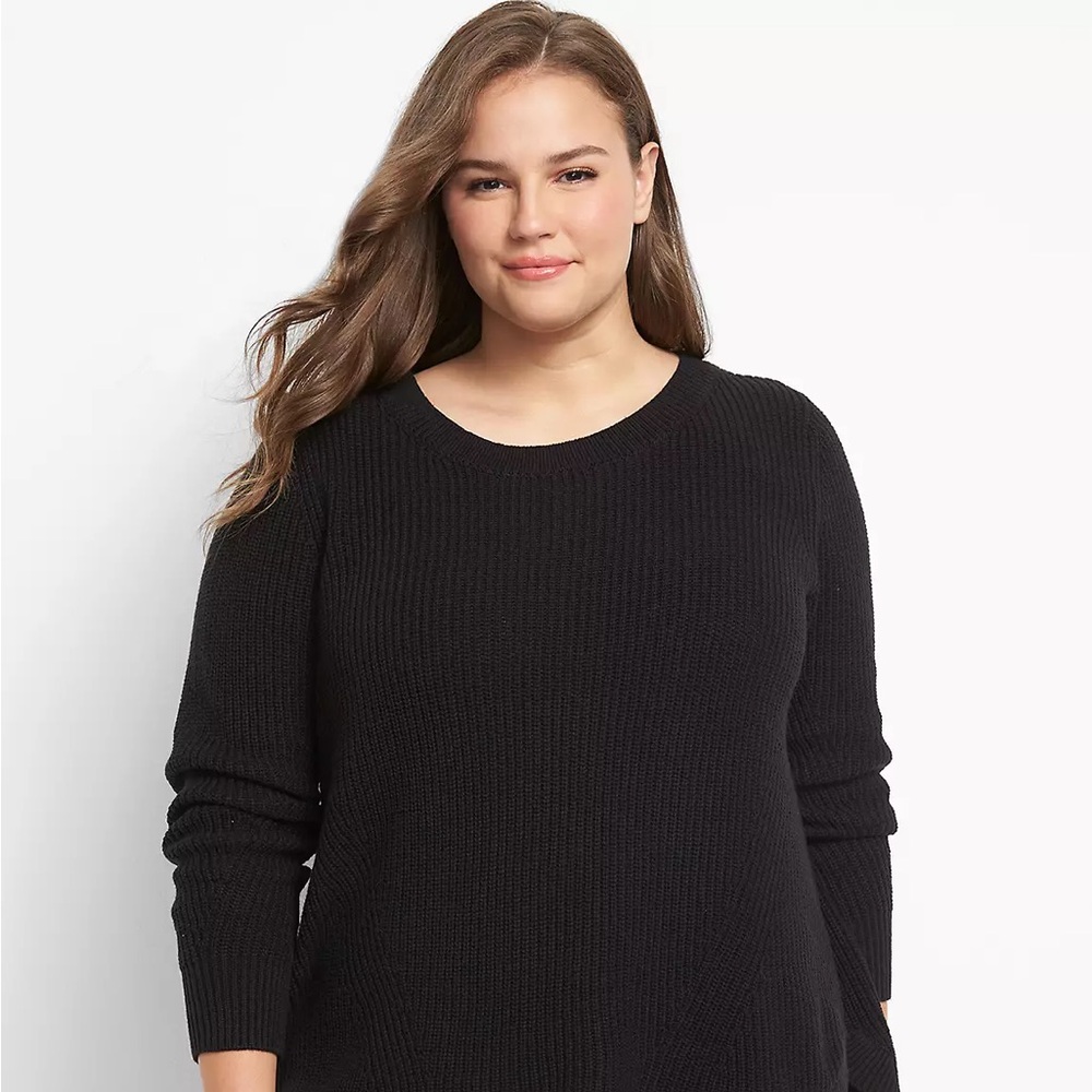 Lane Bryant Curved Hem Black Ribbed Knit Sweater Women's Size 22/24 BNWT
